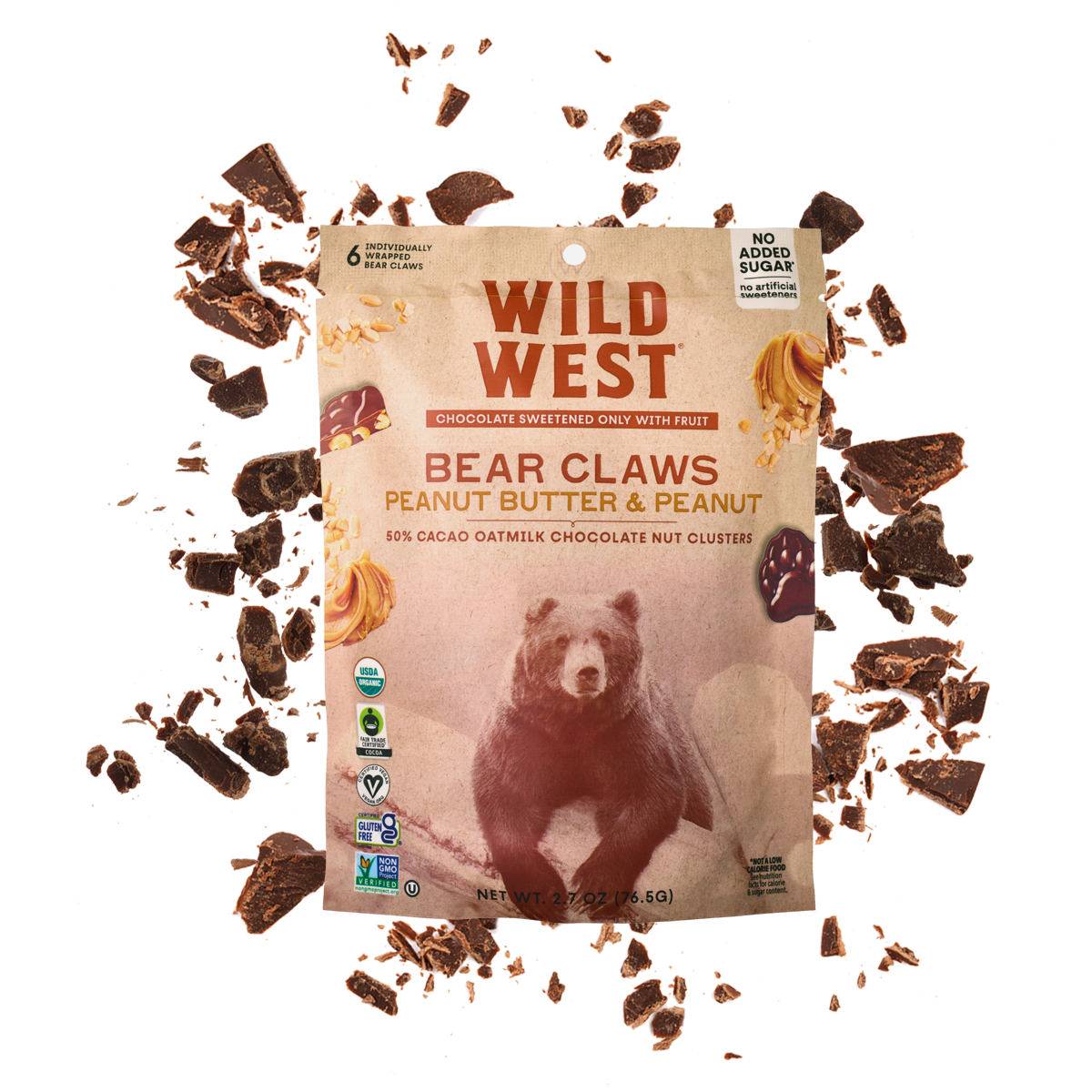 Peanut Butter Dark Chocolate Bear Claws | Wild West Chocolate