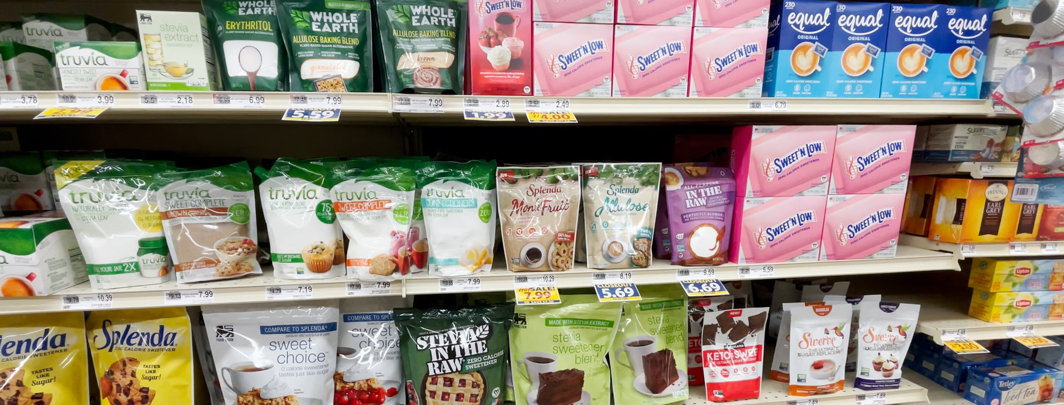 In-store comparison showing different sweetener types