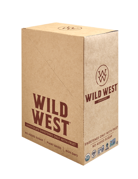 Kraft paper 8 pack caddy with 'Wild West' branding on a white background